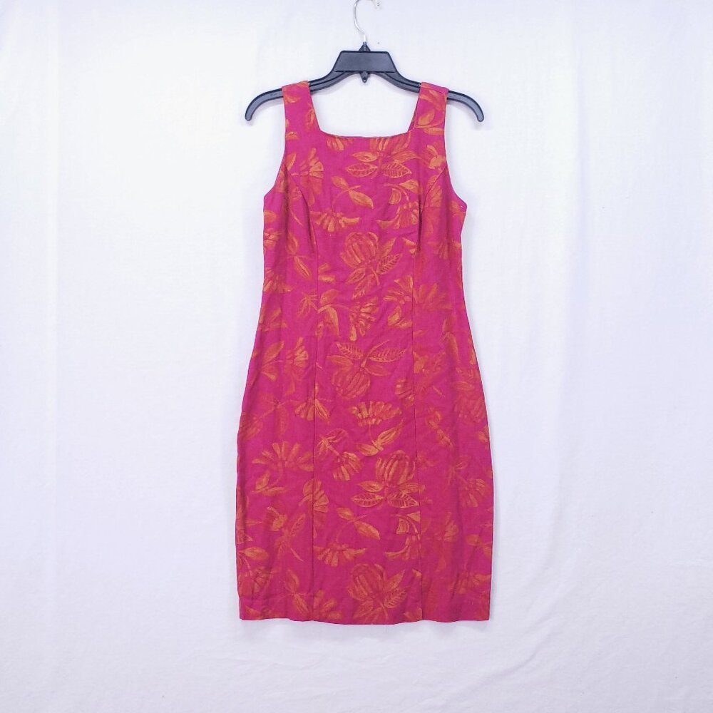 Vintage Jessica Howard Petite Pink Orange Floral Mid Dress Sz 4 Party Beach Boho